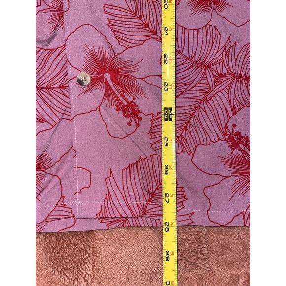 Laguna Men's M Pink Red Floral Hawaiian Short Sleeve Breathable Button-Up Shirt - Picture 5 of 6